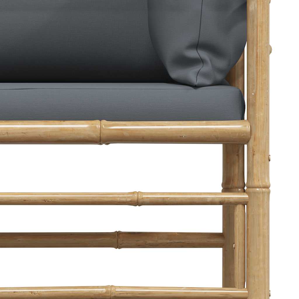 Garten-Ecksofa mit Dunkelgrauen Kissen Bambus